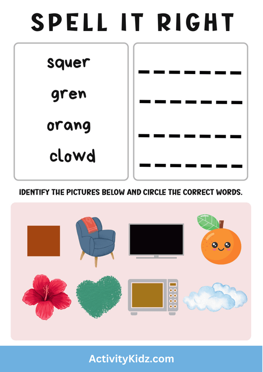 Correct the Spelling and Identify the Pictures - ActivityKidz