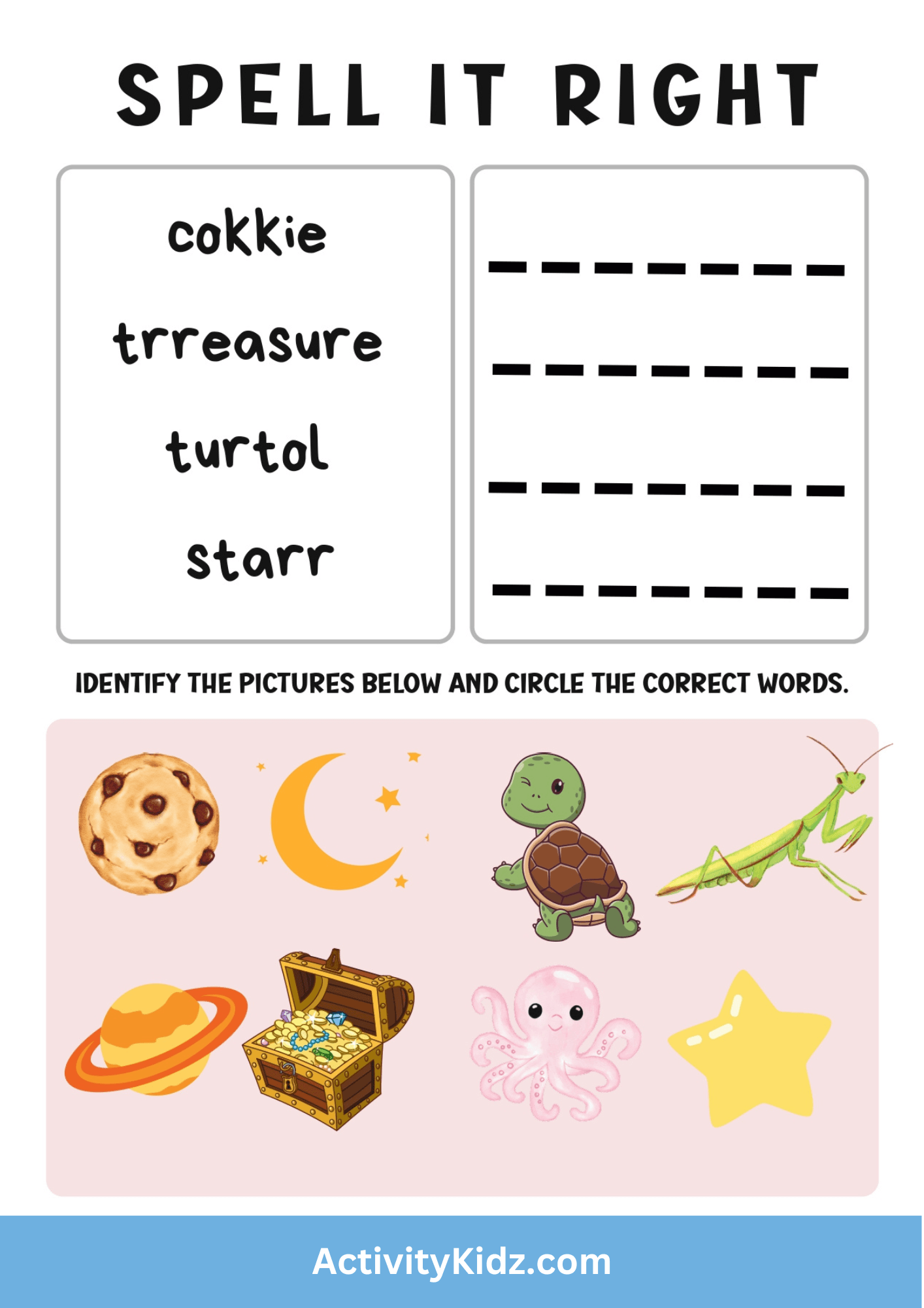 Fix the Spelling and Match the Pictures - ActivityKidz