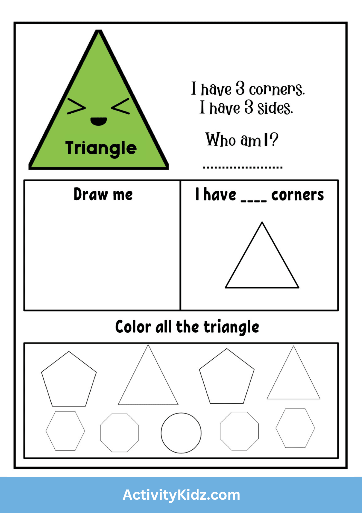 Triangle Shape Identification Worksheet - ActivityKidz