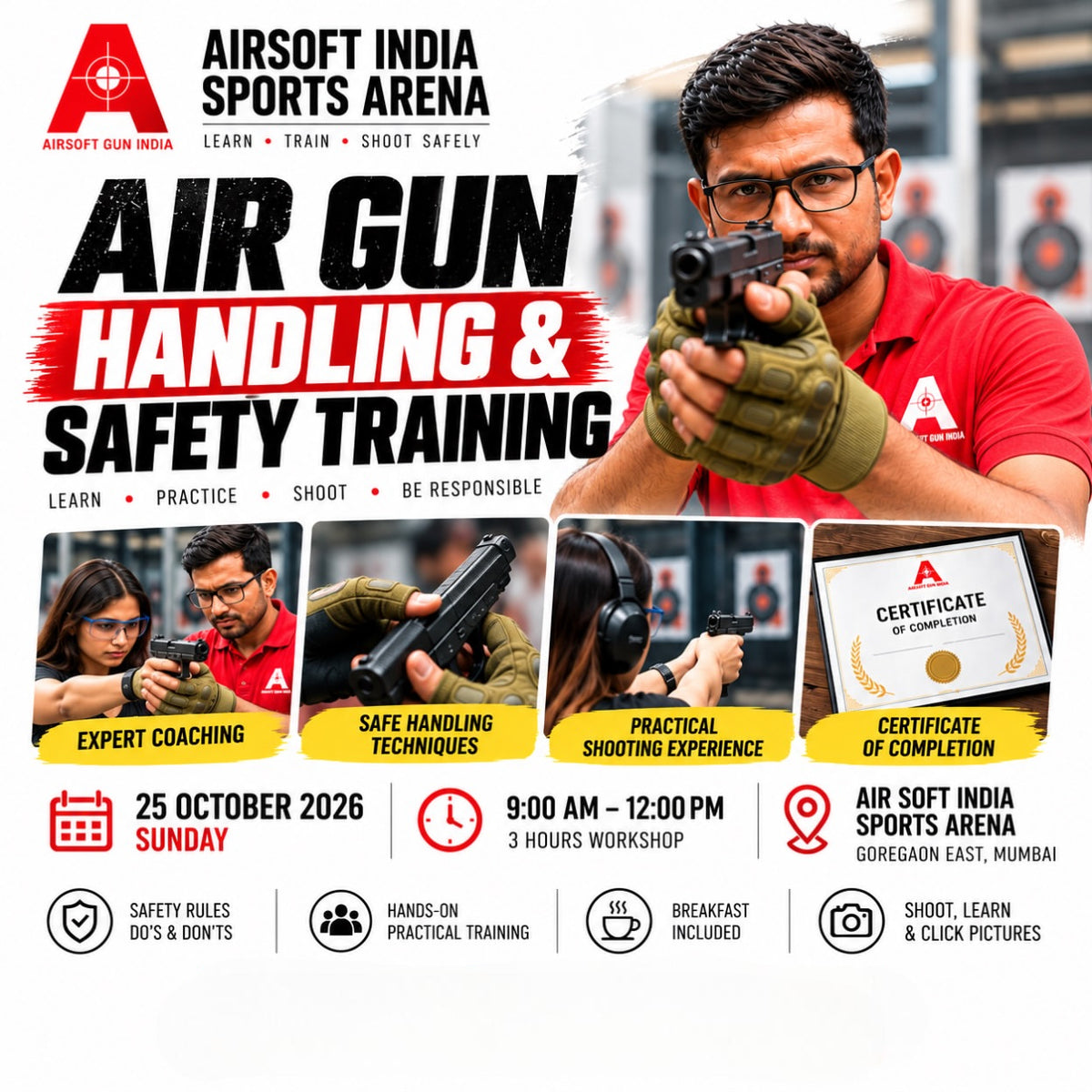 Air Gun Handling & Safety Training Workshop (25 Oct) at Airsoft India | Goregaon East Mumbai