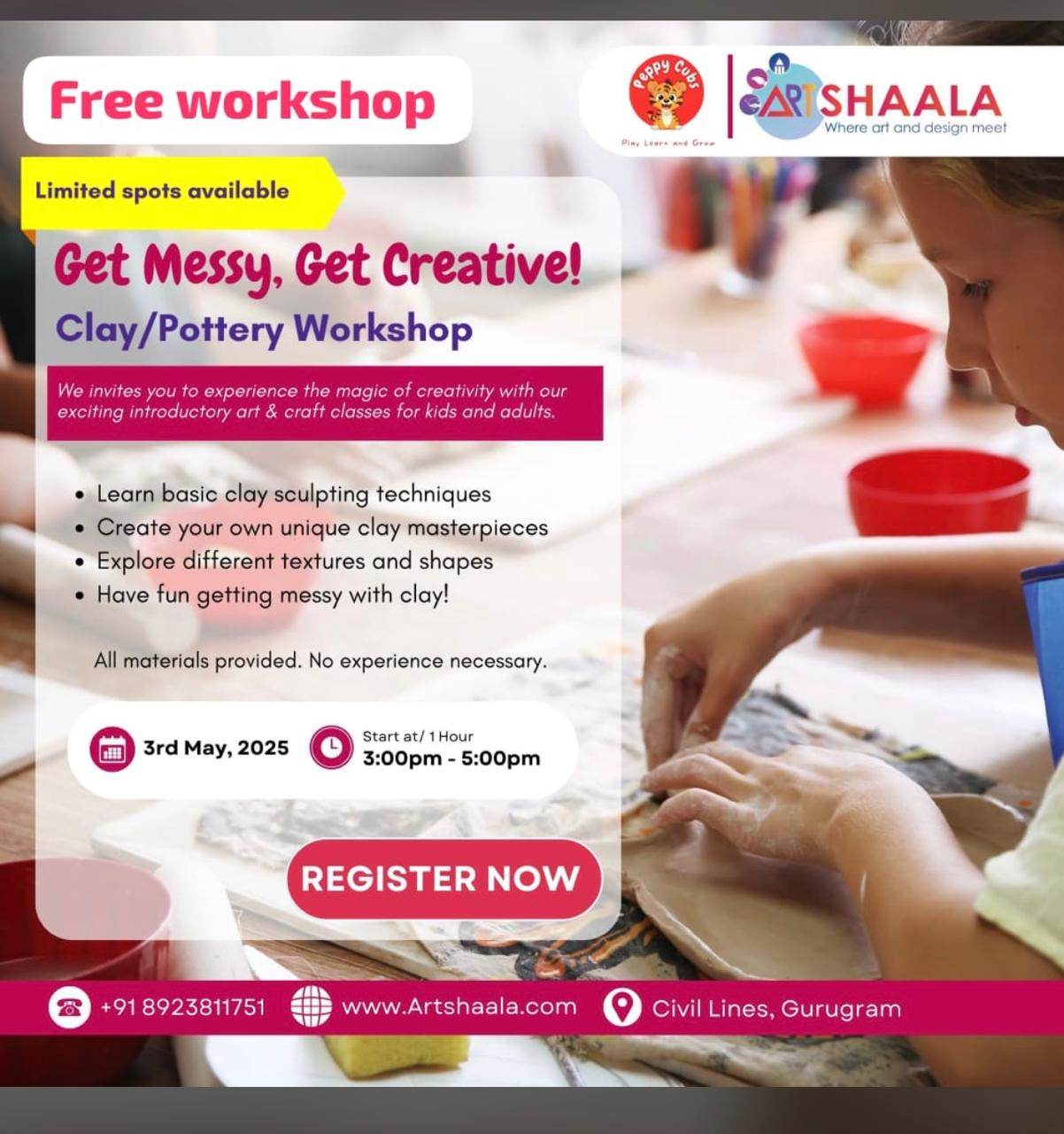 Artshaala Clay & Pottery Workshop | Sector 15 Gurgaon - ActivityKidz