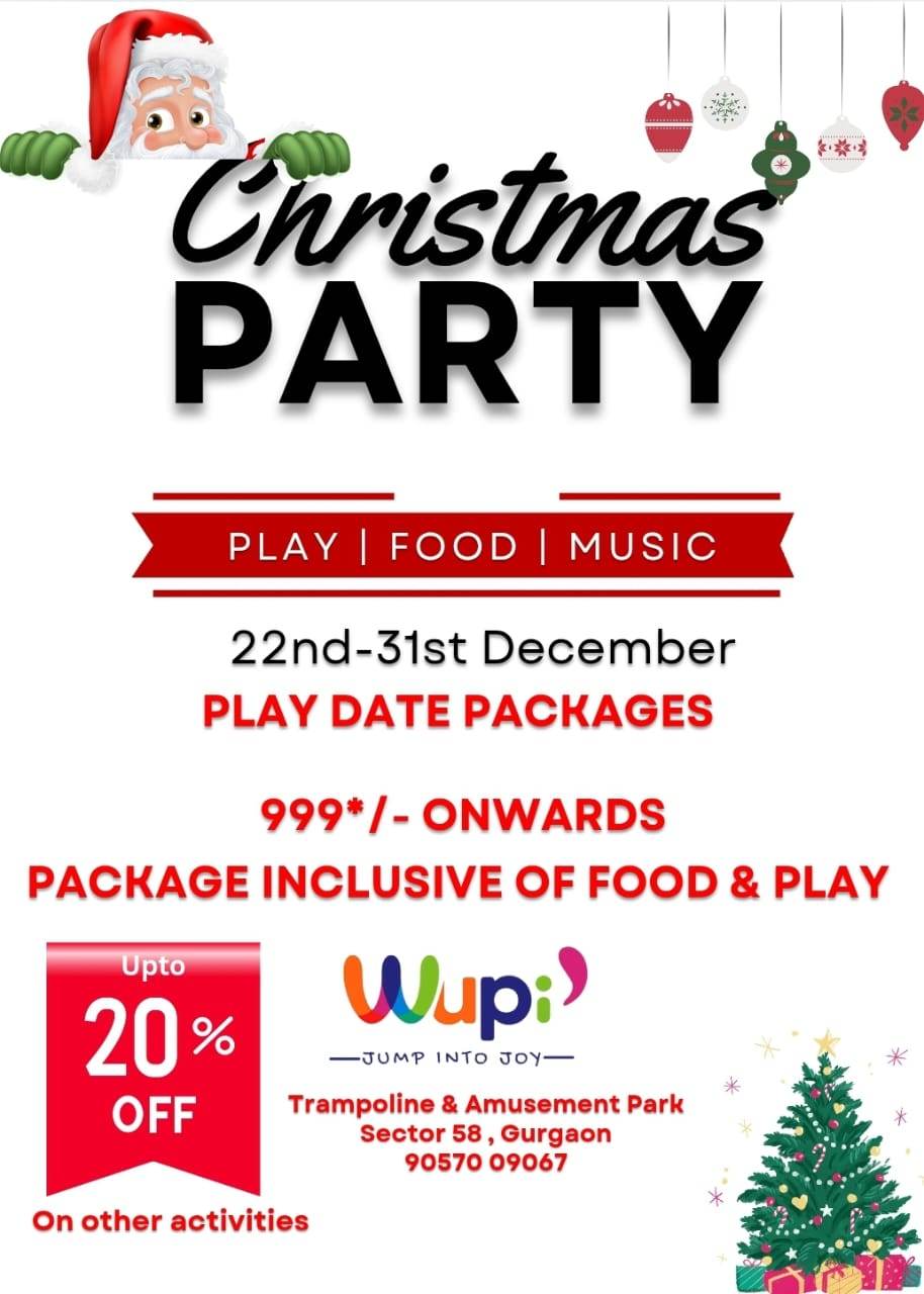 Christmas Party Extended (22-31 Dec) by Wupi Trampoline Park | Near Ireo Grand Arch Sector 58 Gurgaon - ActivityKidz