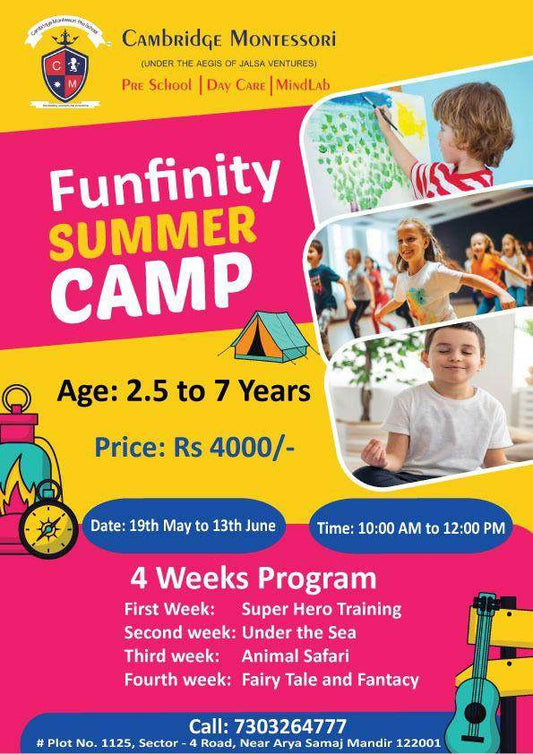 Funfinity Summer Camp by Cambridge Montessori Preschool & Daycare | Sector 4 Gurgaon - ActivityKidz