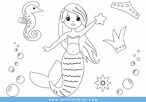 Colouring - Mermaid - ActivityKidz