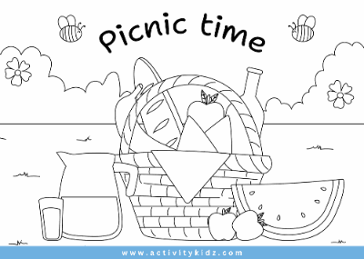 Colouring - Picnic Time - ActivityKidz