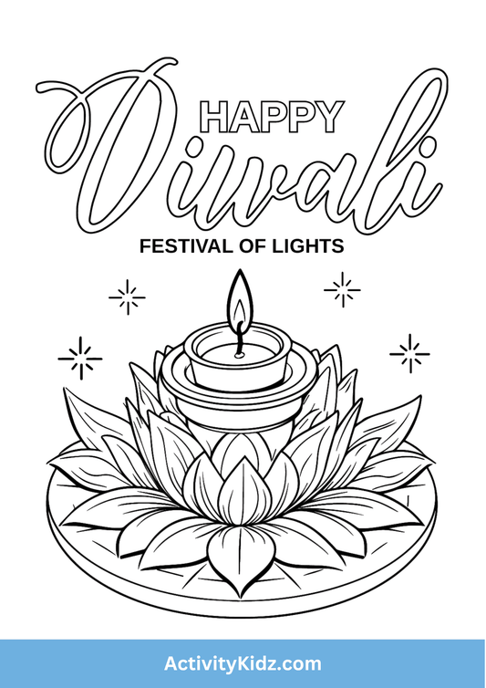 Diwali Coloring Sheet - ActivityKidz