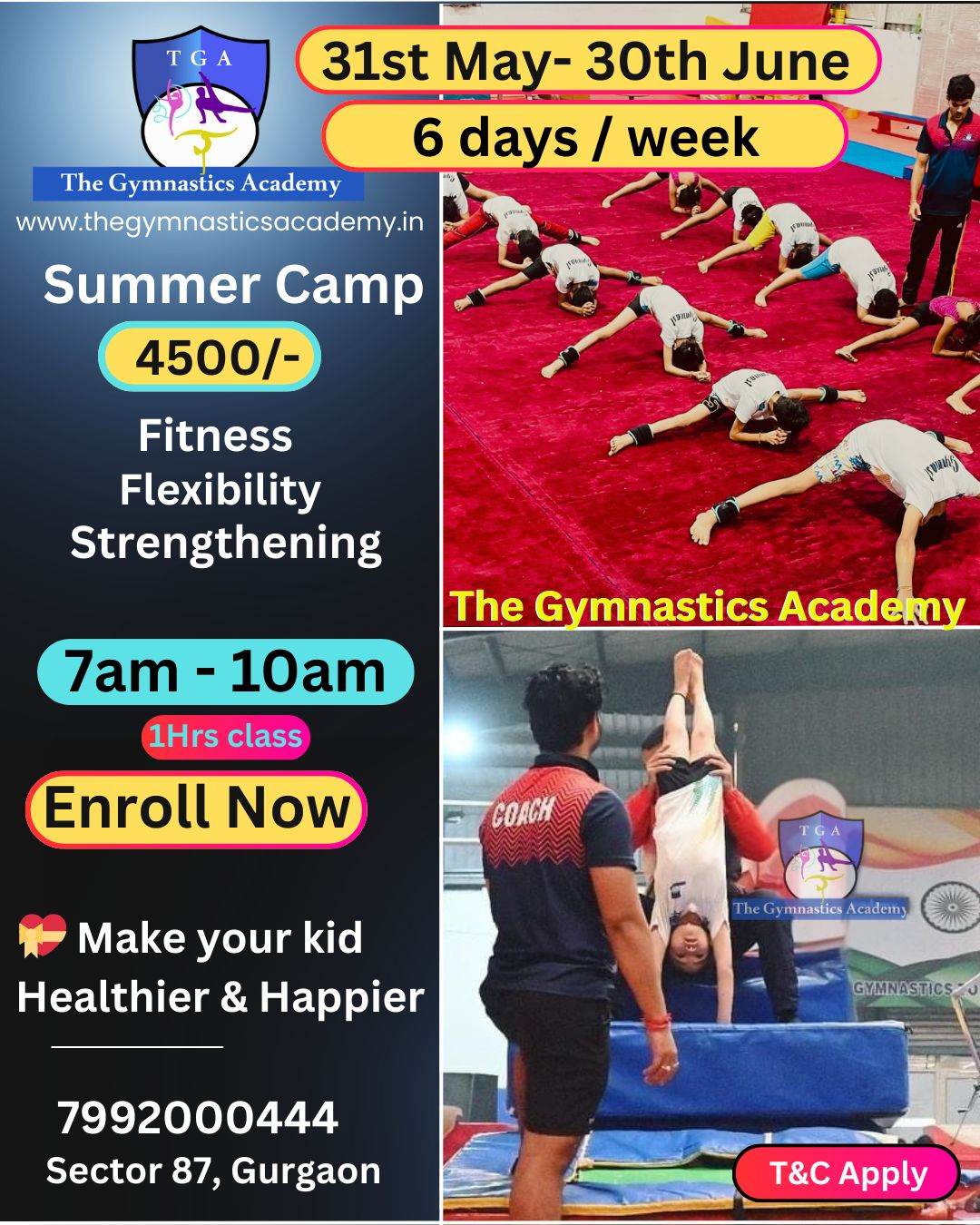 Summer Camp by The Gymnastics Academy (31 May - 30 Jun) | Sector 87 Gurgaon - ActivityKidz