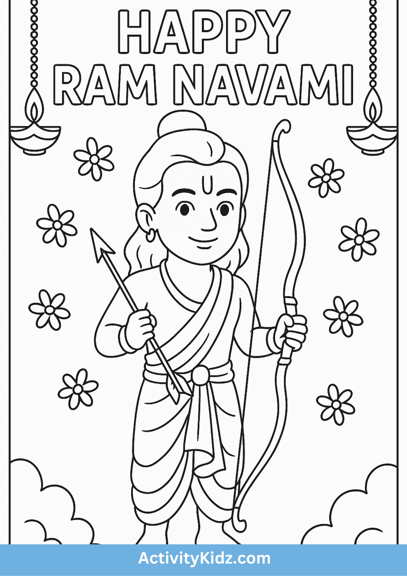 Happy Ram Navami – Coloring Worksheet for Kids - ActivityKidz