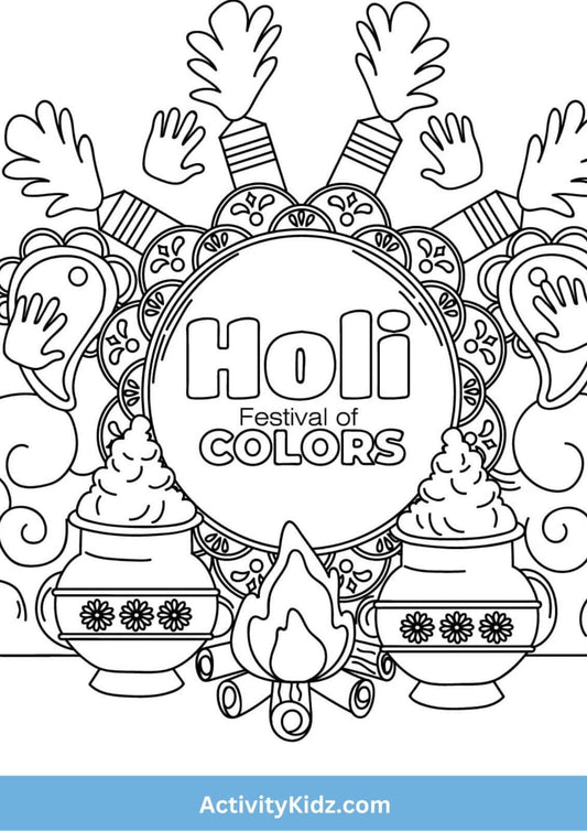 Holi: Festival of Colors Coloring Worksheet - ActivityKidz