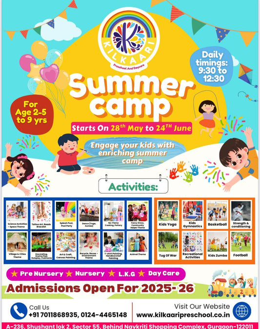 Summer Camp by Kilkaari Preschool and Daycare (28 May - 24 Jun) | Sector 55 Gurgaon - ActivityKidz