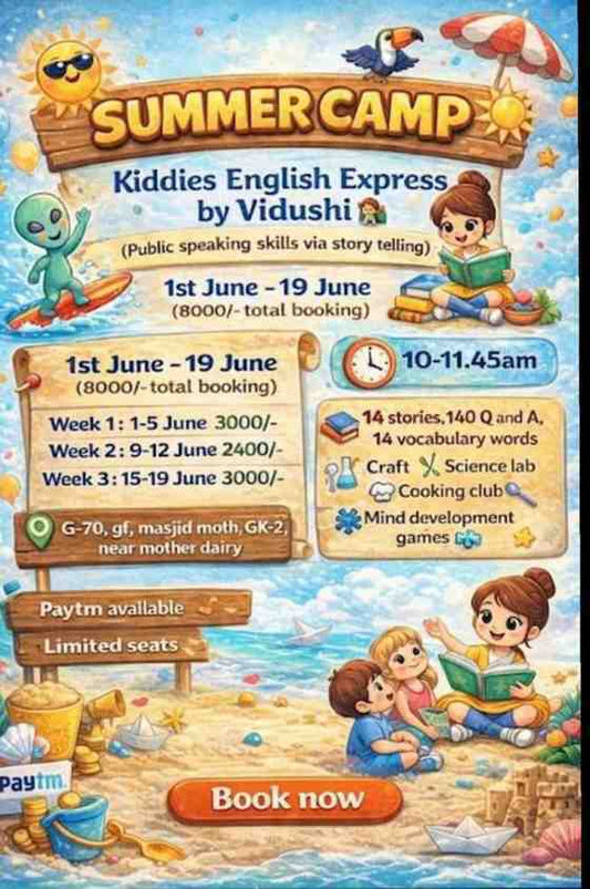 Summer Camp at Kiddies English Express by Vidushi (1 - 19 June) | Greater Kailash 2 Delhi