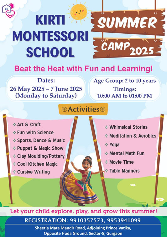 Summer Camp by Kirti Montessori School (26 May - 7 Jun) | Sector 5 Gurgaon - ActivityKidz