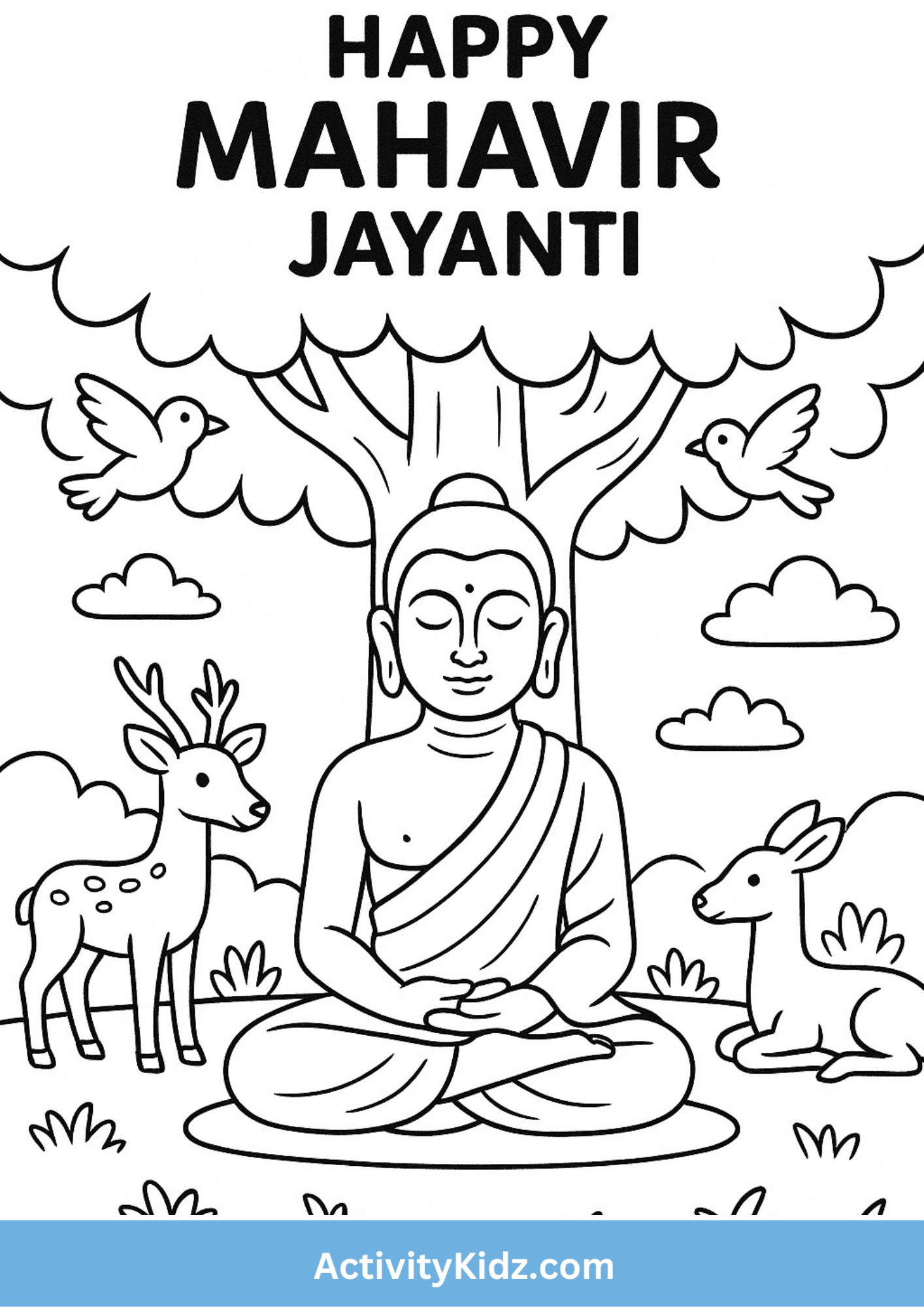 Happy Mahavir Jayanti Coloring Worksheet - ActivityKidz