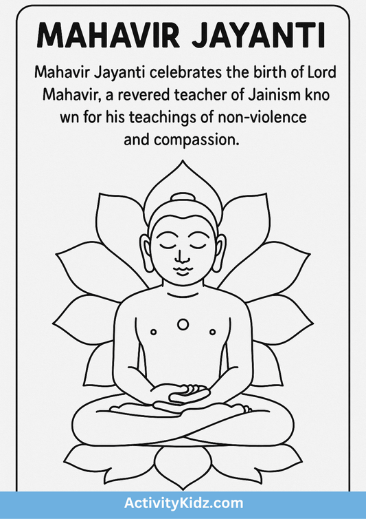 Mahavir Jayanti Coloring Worksheet - ActivityKidz