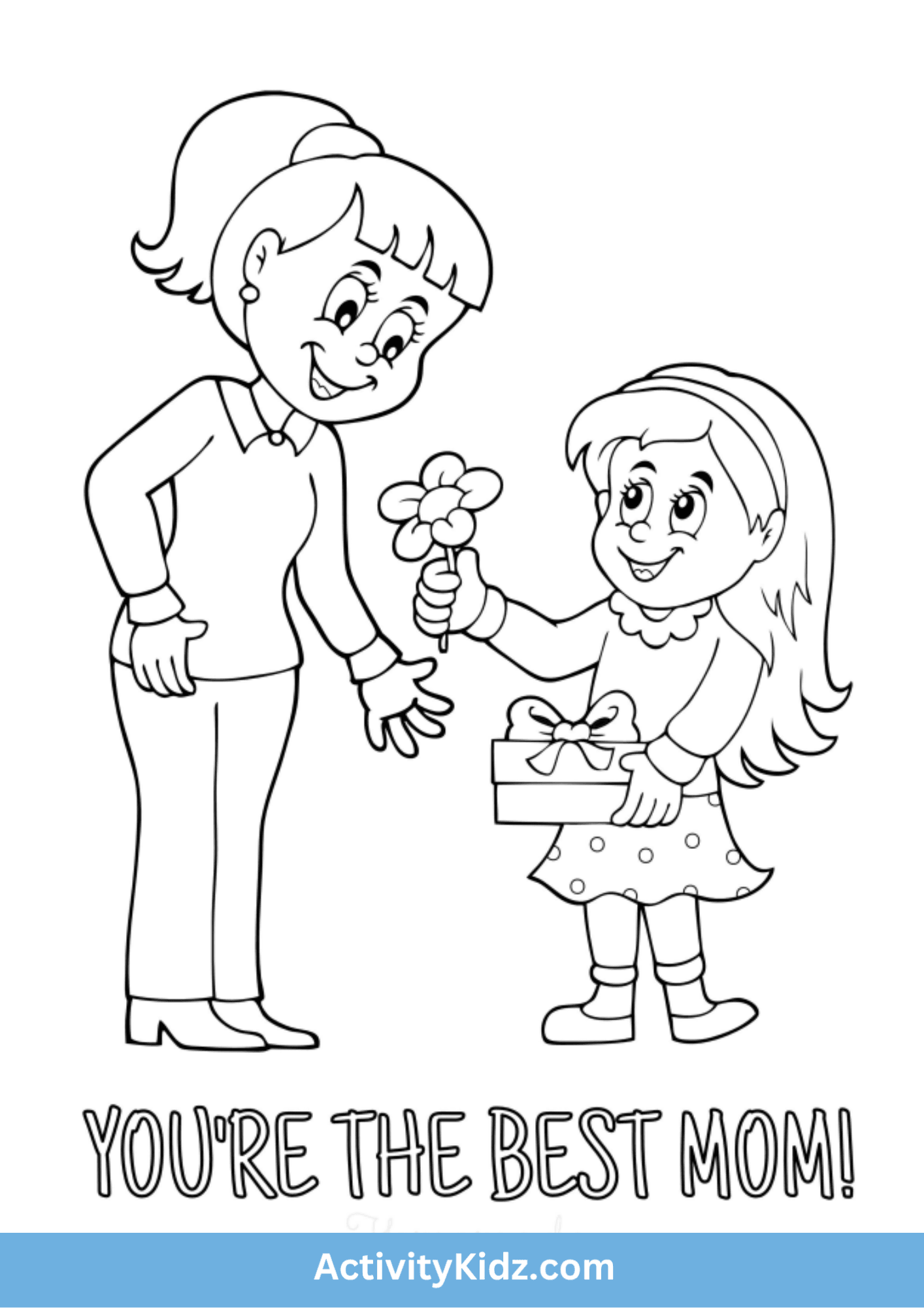 A Special Gift for Mom - Coloring Page - ActivityKidz