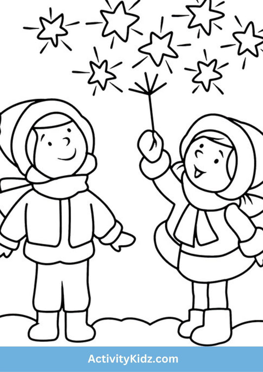 New Year Celebration Coloring Worksheet - ActivityKidz