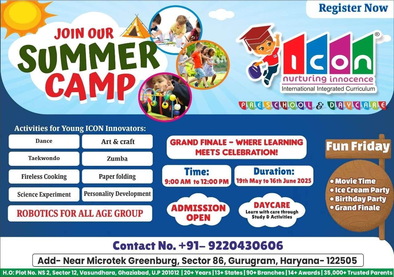Summer Camp by Icon Nurturing Innocence Preschool & Daycare (19 May - 16 Jun) | Sector 86 Gurgaon - ActivityKidz