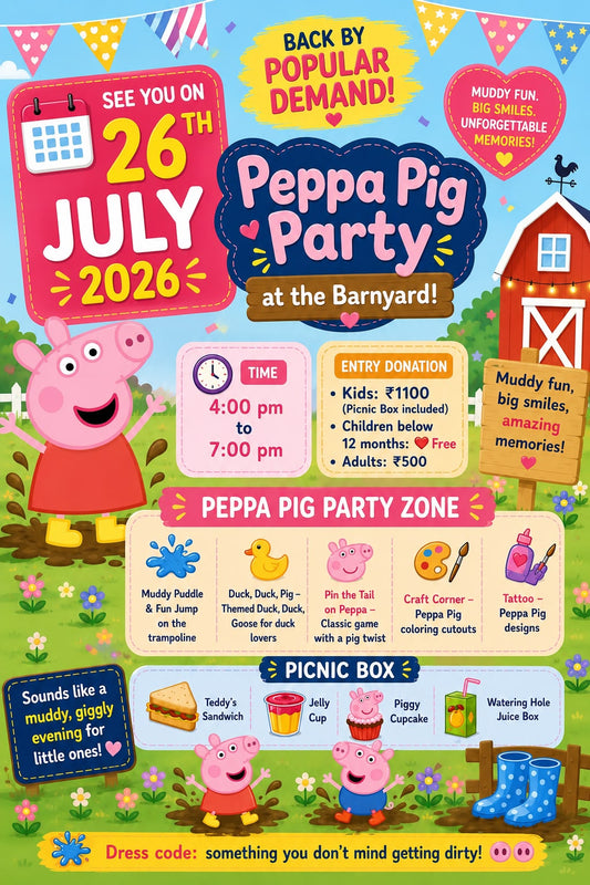Peppa Pig Party at The Barnyard (26 Jul) | Sainik Farm New Delhi