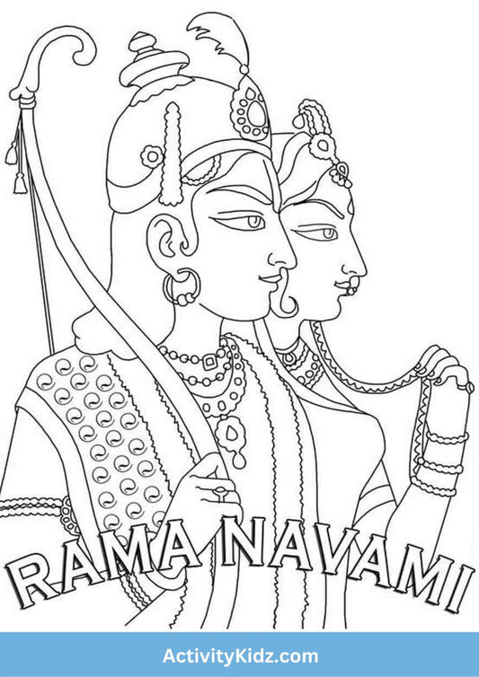 Ram Navami – Lord Ram and Sita Ji Coloring Page - ActivityKidz
