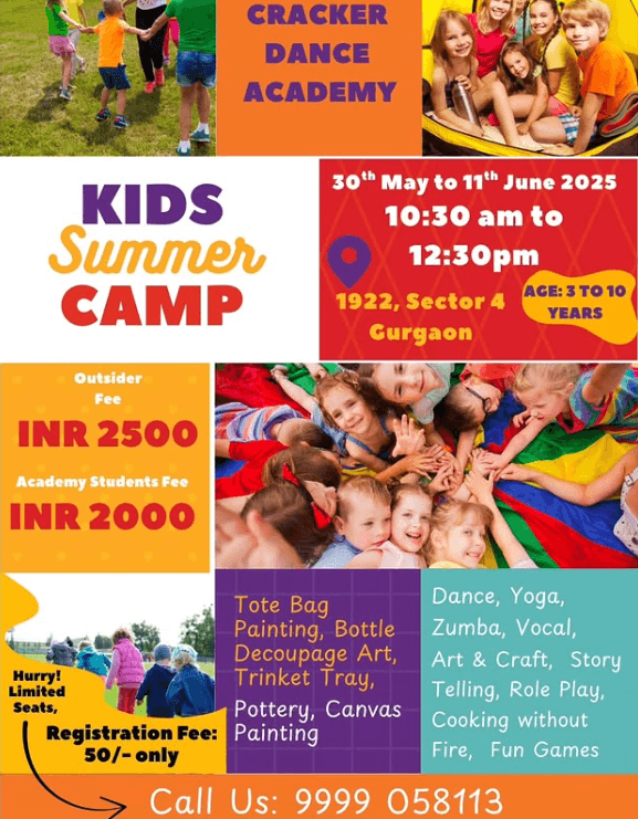 Kids Summer Camp by Cracker Dance Academy (30 May - 11 Jun) | Sector 4 Gurgaon - ActivityKidz