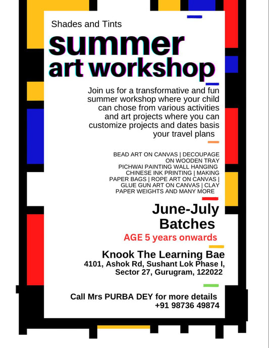 Summer Art Workshop by Shades & Tints (26 May - 30 Jun) | Sector 27 Gurgaon