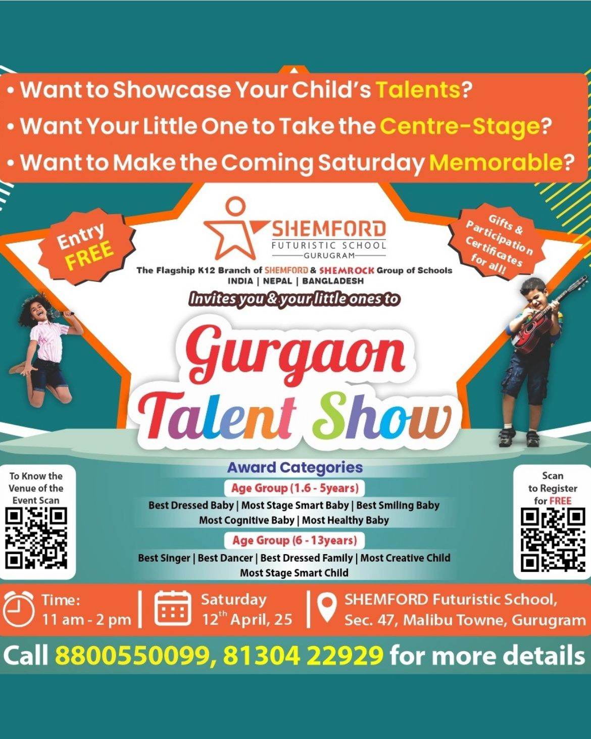 Gurgaon Talent Show by Shemford Futuristic School (12-April) | Malibu Town Gurgaon - ActivityKidz