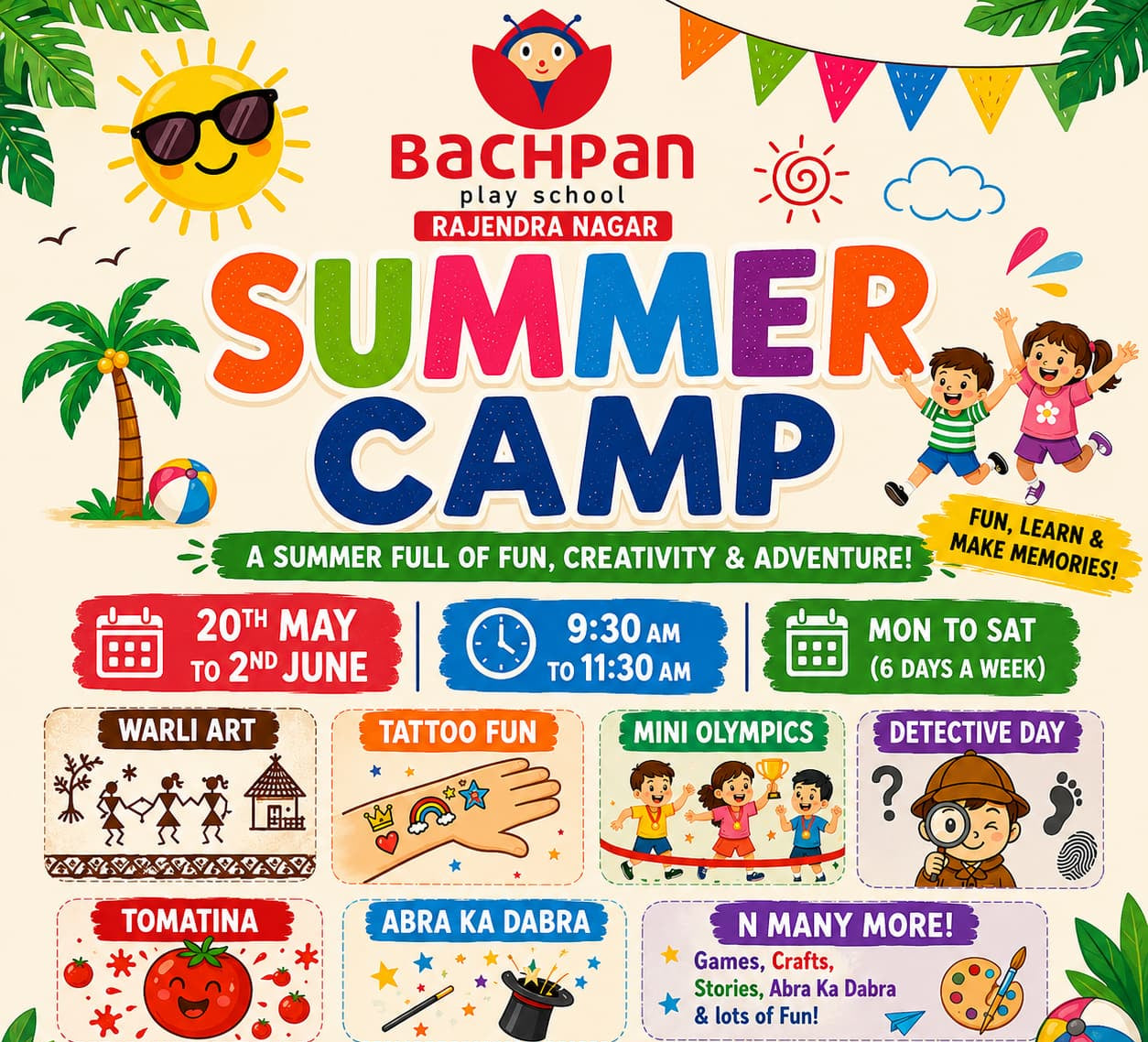 Summer Camp by Bachpan Play School Rajendra Nagar (20 May - 2 Jun) | Rajendra Nagar Ghaziabad