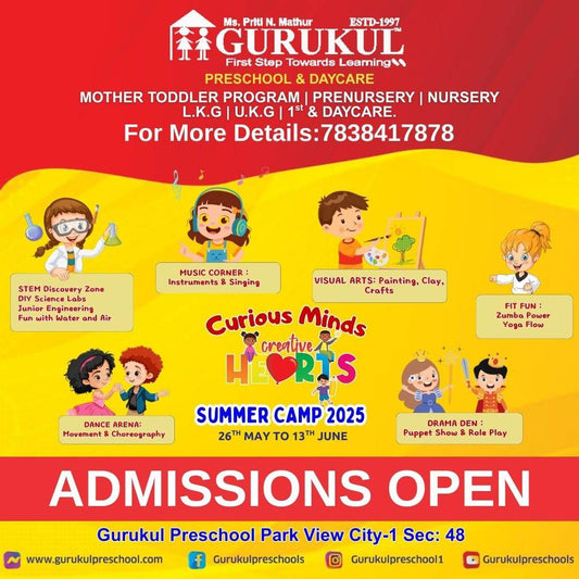 Summer Camp by Gurukul Preschool and Daycare (26 May - 13 Jun) | Sector 48 Gurgaon - ActivityKidz