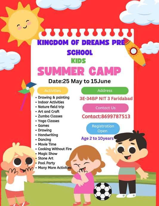 Summer Camp by Kingdom Of Dreams Preschool (25 May - 15 Jun) | New Industrial Township Faridabad