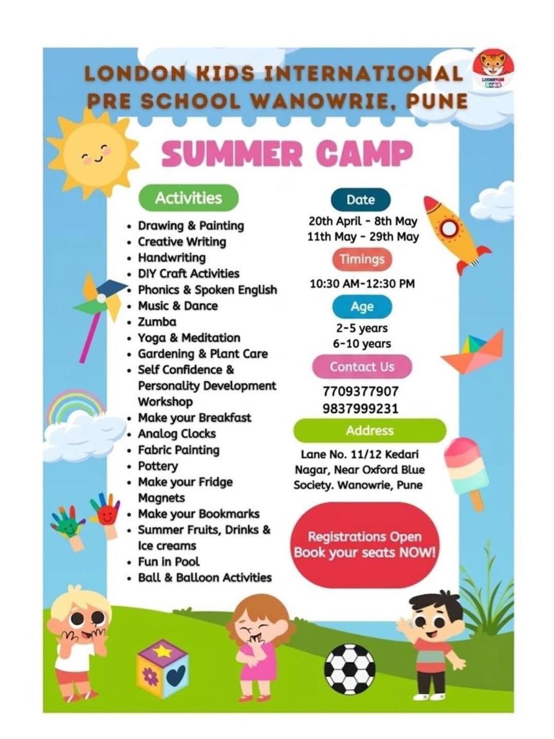 Summer Camp by London Kids Preschool Wanowrie (11 May - 29 May) | Wanowrie Pune