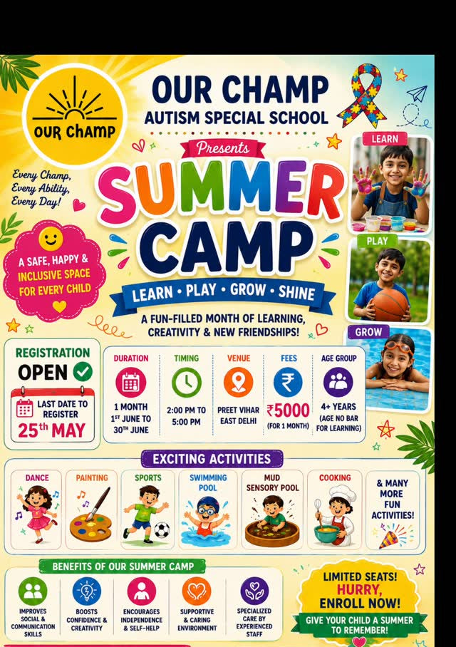 Summer Camp by Our Champ Autism Special School (1 Jun - 30 Jun) | Preet Vihar Delhi