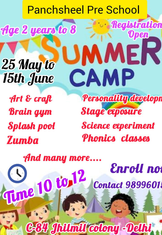 Summer Camp by Panchsheel Preschool and Daycare (25 May - 15 Jun) | Jhilmil Colony Delhi
