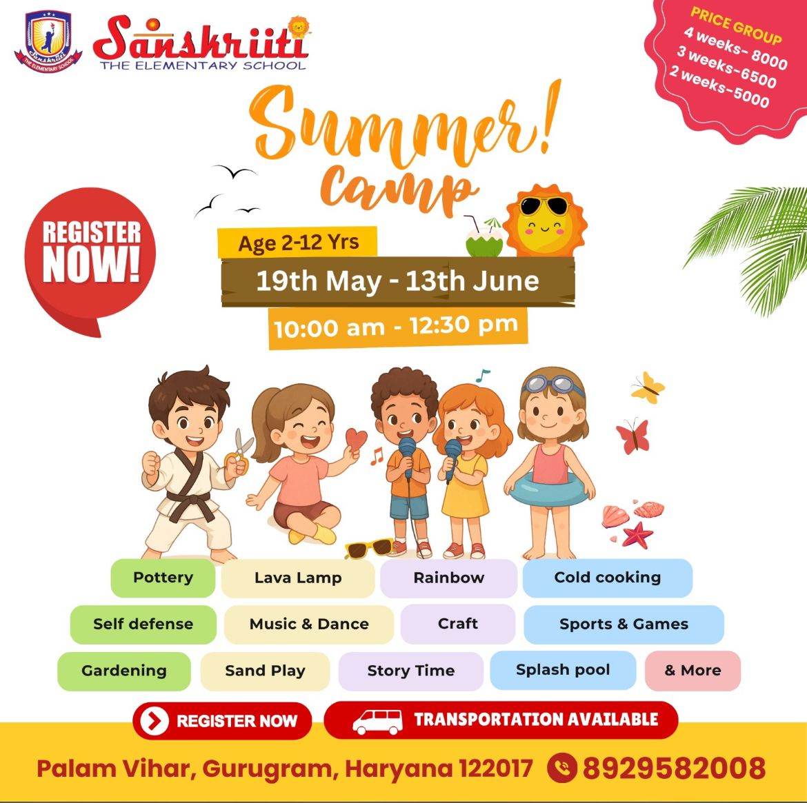 Summer Camp by Sanskriiti Preschool & Daycare (19 May - 13 Jun) | Palam Vihar Gurgaon - ActivityKidz