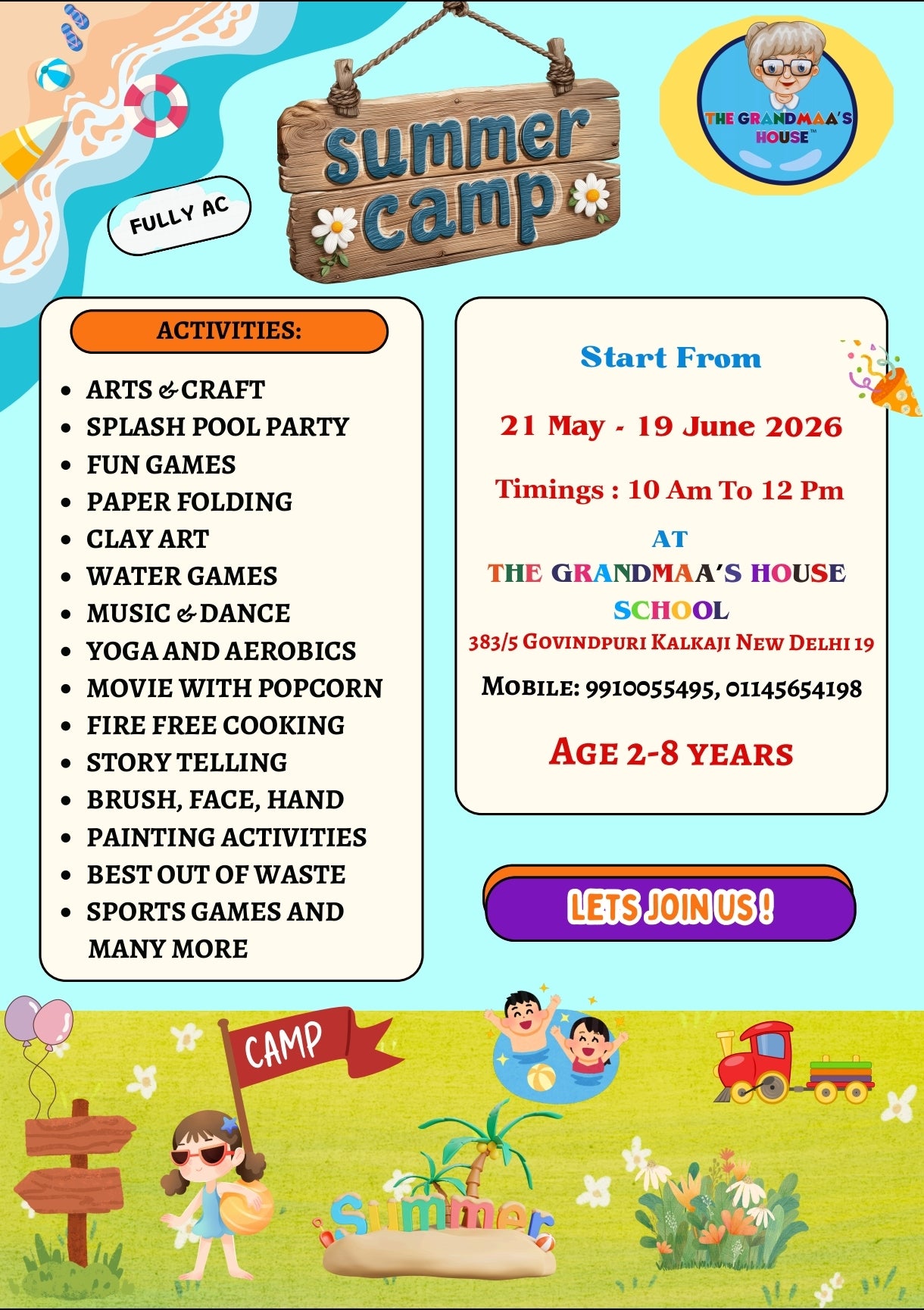Summer Camp by The Grandmaa's House Play School (21 May - 19 Jun) | Kalkaji Delhi