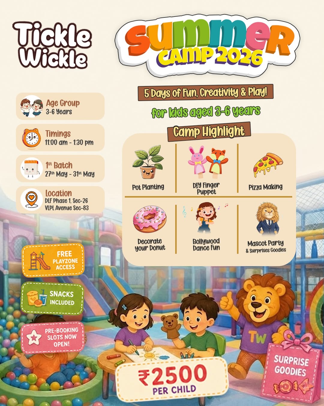 Summer Camp by Tickle Wickle (27 May - 31 May) | Sector 26A Sectror 83 Gurugram