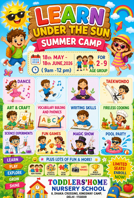Summer Camp by Toddler's Home Nursery School (18 May - 18 Jun) | Mukherjee Nagar Delhi