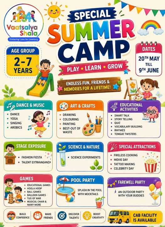 Summer Camp by Vaatsalya Shala (20 May - 9 Jun) | Sector 41 Faridabad