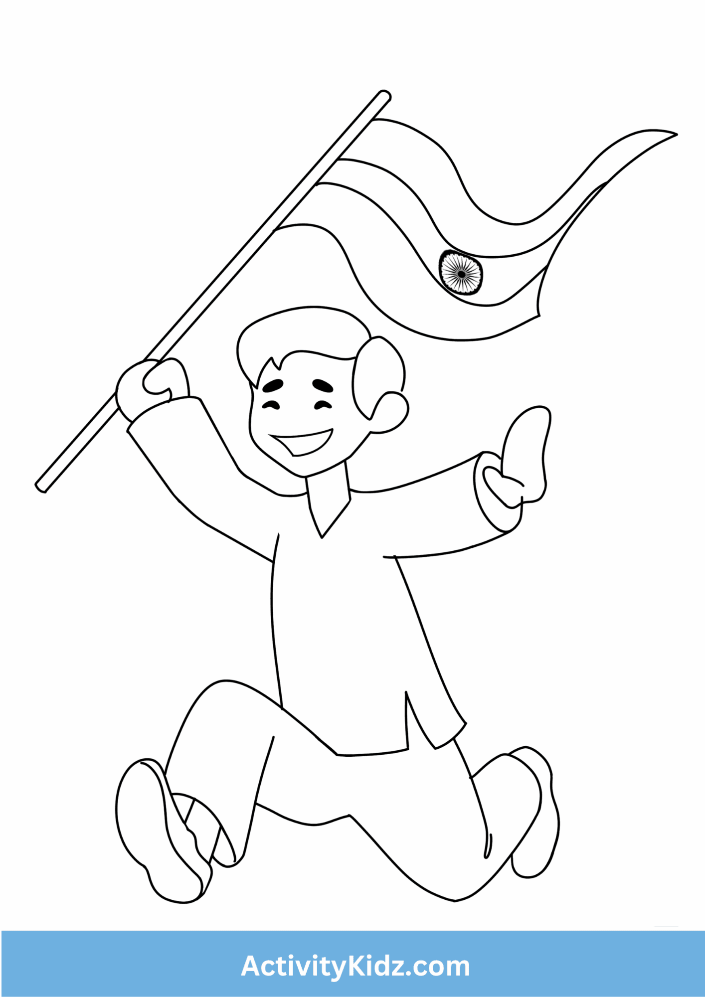 Joyful Republic Day Coloring Worksheet - ActivityKidz