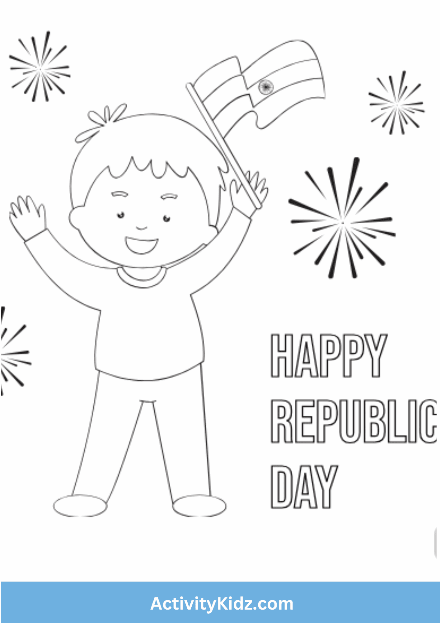 Festive Republic Day Coloring Sheet - ActivityKidz