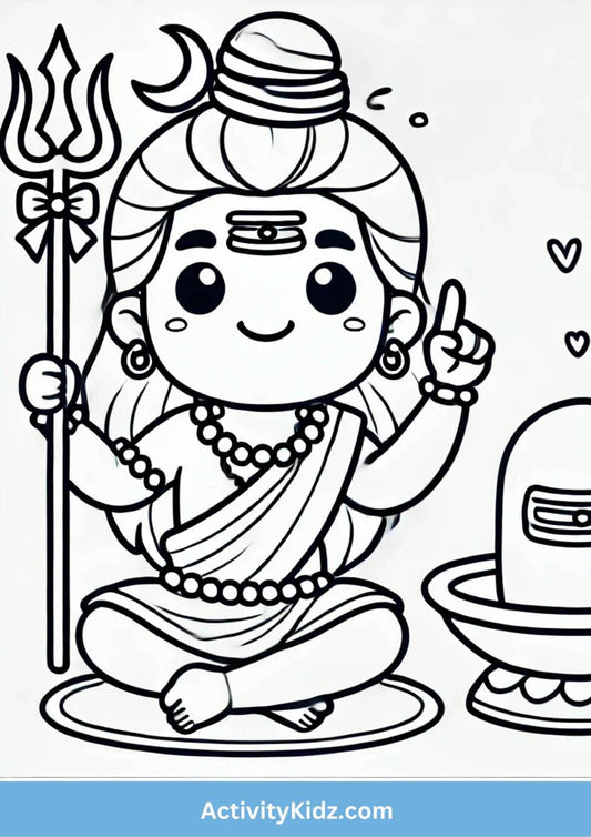 Lord Shiva Coloring Worksheet - ActivityKidz