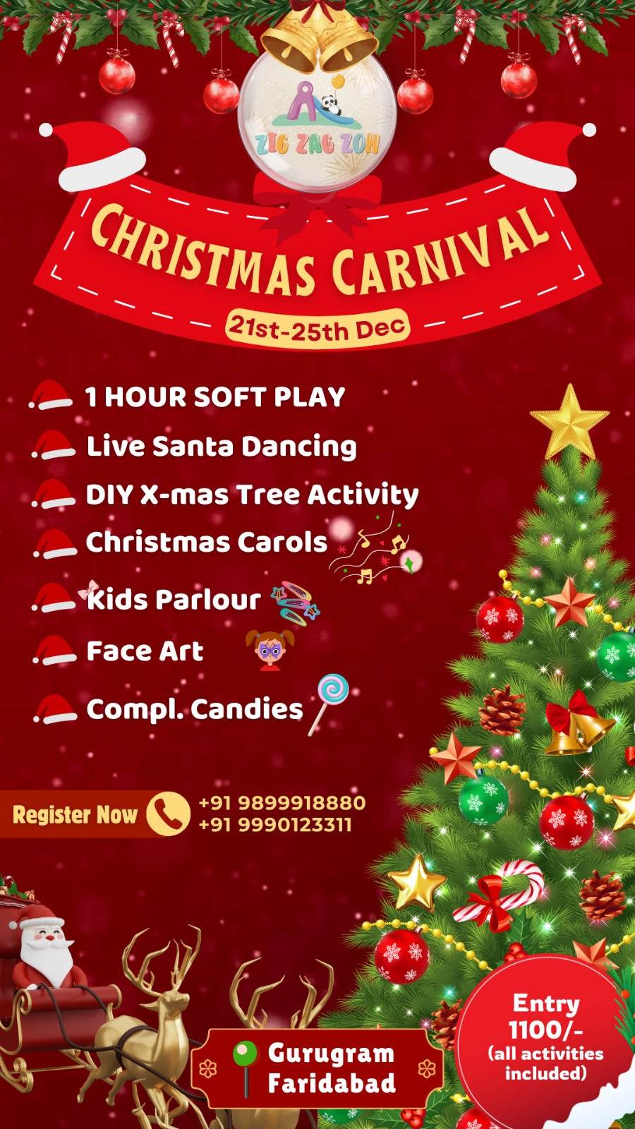 Christmas Carnival by Zig Zag Zoh (21-25 Dec) | Opposite Dt Mega Mall DLF Phase 1 Gurgaon - ActivityKidz