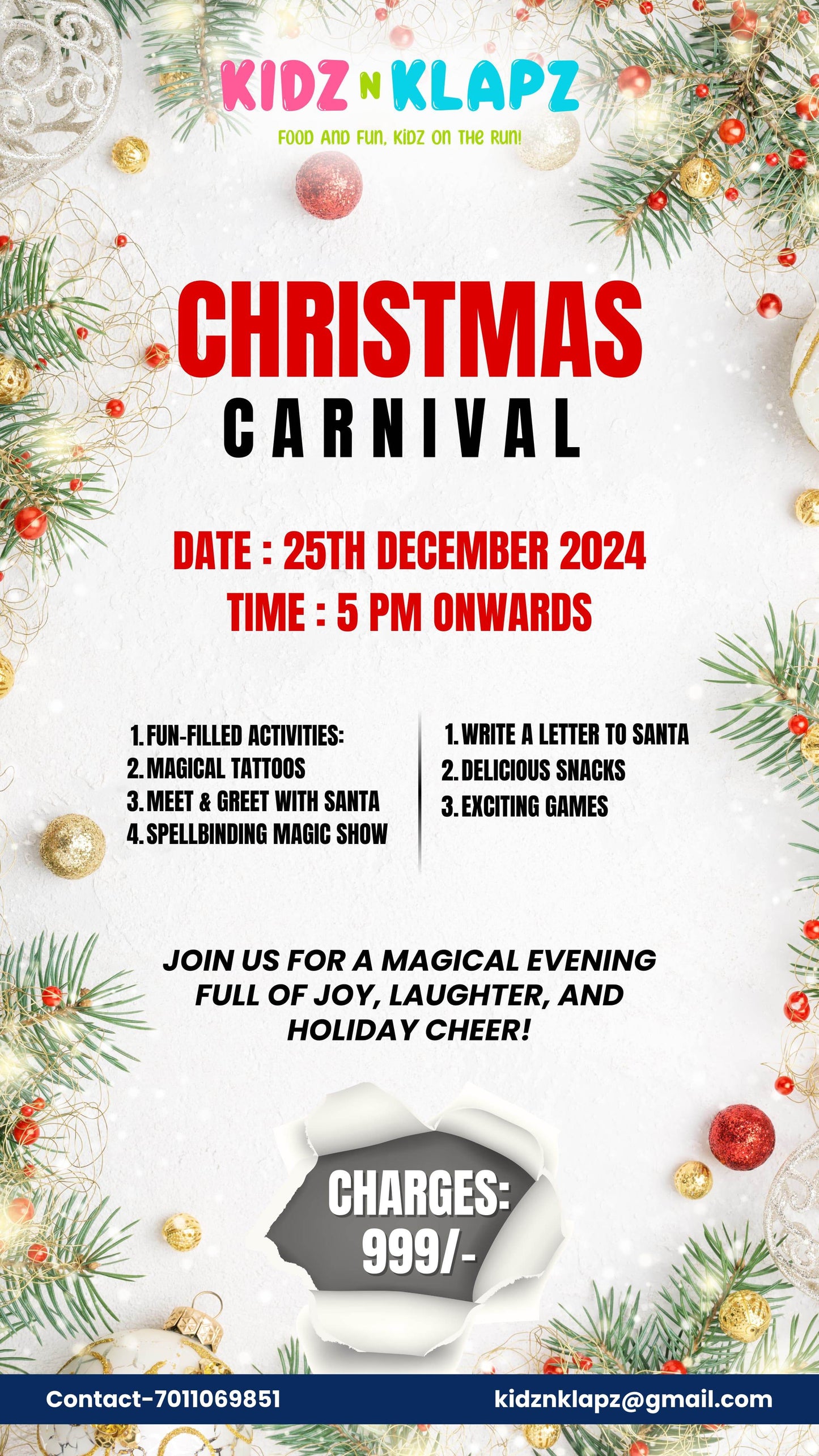 Christmas Carnival by Kidz N Klapz (25-Dec) | Reach 3 Roads Mall Gurgaon - ActivityKidz