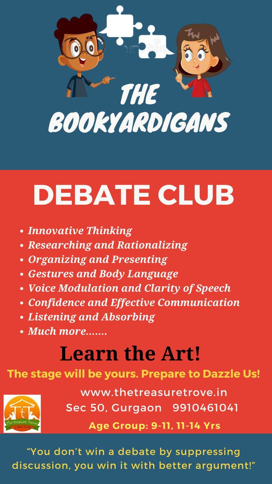 The Bookyardigans (Debate Club) Workshop by The Treasure Trove Kids Library (28 Dec – 11 Jan)| Nirvana Country Gurgaon - ActivityKidz