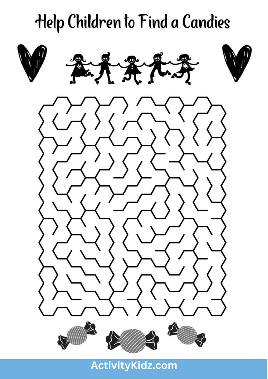 Fun Candy Maze Puzzle for Kids - ActivityKidz