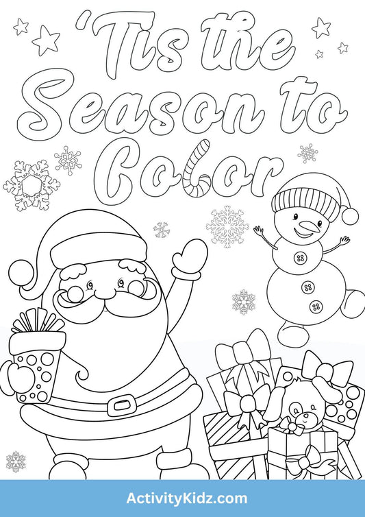 Christmas Joy Colouring Worksheet - ActivityKidz