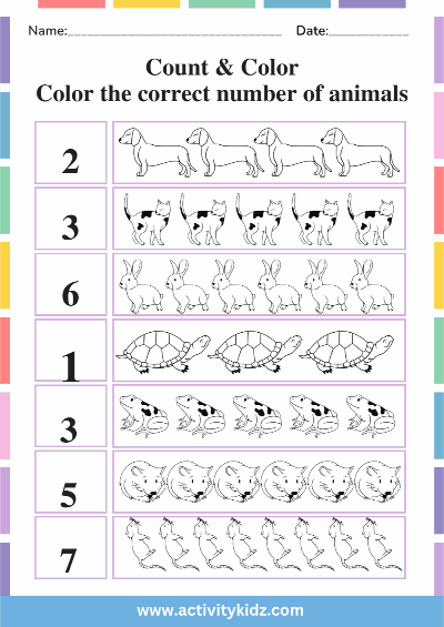 Count & Color Animals - ActivityKidz