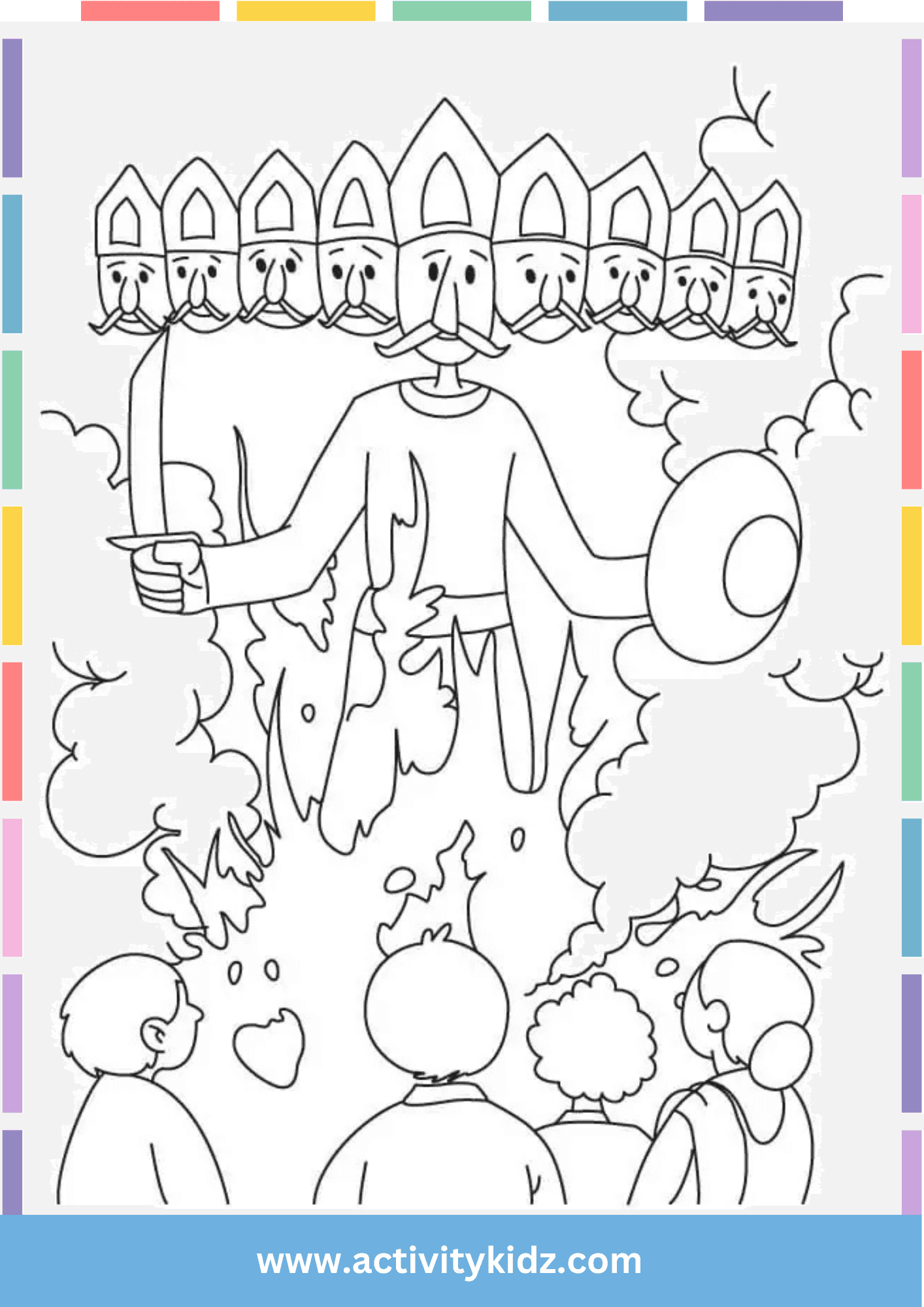 Ravan Dahan Colouring Sheet - ActivityKidz