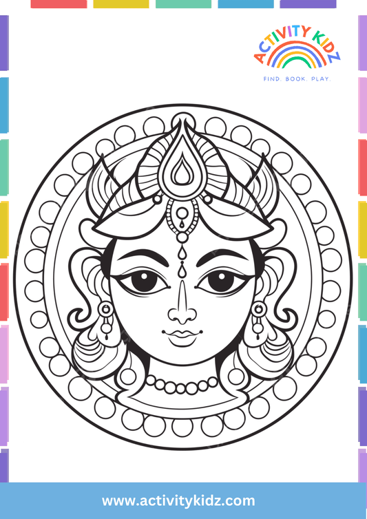 Maa Durga Coloring Sheet – Celebrating Dussehra - ActivityKidz