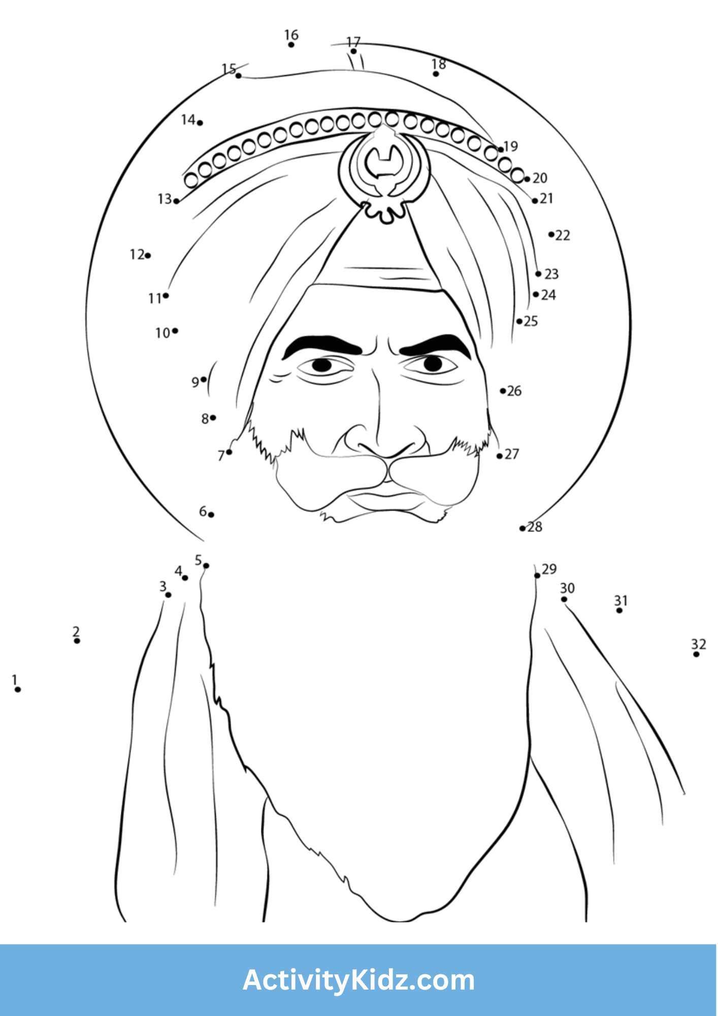 Gurpurab Dot-to-Dot Activity Worksheet - ActivityKidz