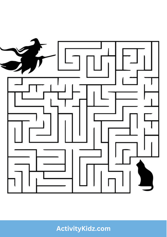Witch’s Maze Adventure: Help the Cat Find the Witch! - ActivityKidz